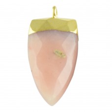 Pink opal dagger shape electro gold plated gemstone charm pendant